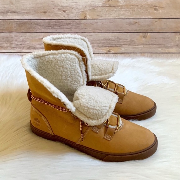 Timberland Wheat Dausette Fleece Fold Down Boots - Picture 5 of 8